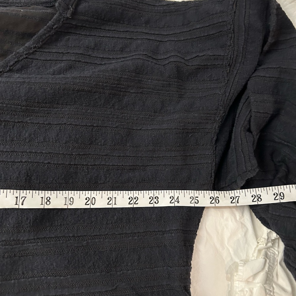 FREE PEOPLE WE THE FREE Textured Knit Blouson Sleeve Slouchy Top‎ Black L - Picture 8 of 10
